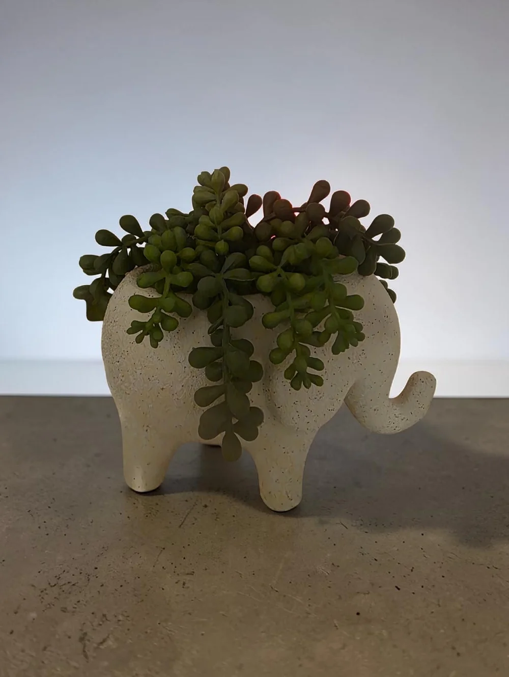 NWT 4 AVAILABLE White Elephant Planter with Green Faux Succulent.